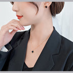 Clover Flower Black White Rose Gold Slim Stainless Steel Necklace Pendant Chain For Women