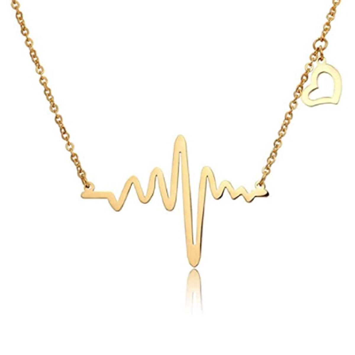 Lightning Heart Beat Rose Gold Slim Stainless Steel Necklace Pendant Chain For Women Main image