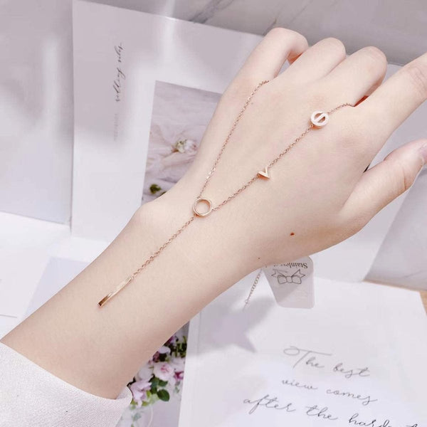 Love Letter Alphabets Rose Gold Stainless Steel Necklace Pendant Chain For Women Main image