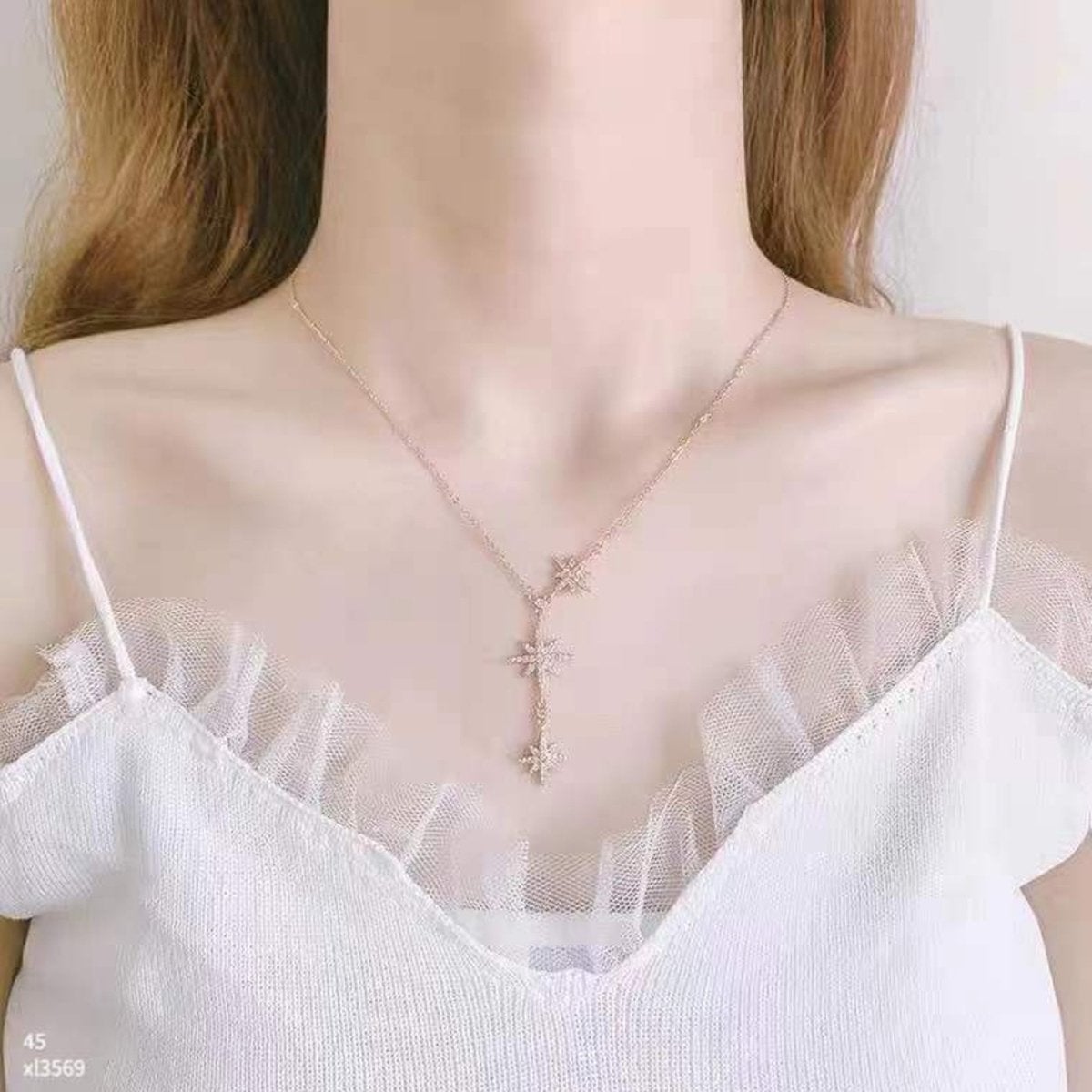 Rose Gold Star CZ Stainless Steel Necklace Pendant Chain Bulk Secondary image