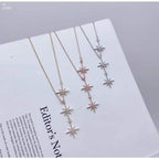 Rose Gold Star CZ Stainless Steel Necklace Pendant Chain Bulk