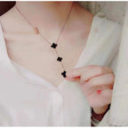 Clover Flower Rose Gold Stainless Steel Necklace Chain For Women Bulk