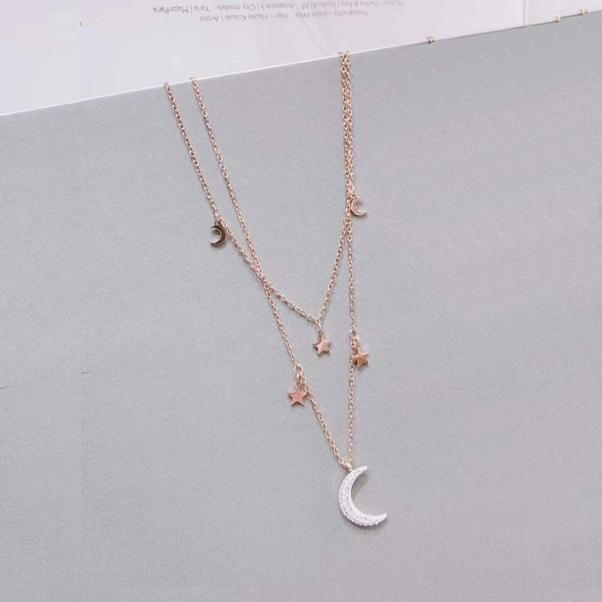Heart Moon Rose Gold Stainless Steel Necklace Chain For Women Bulk