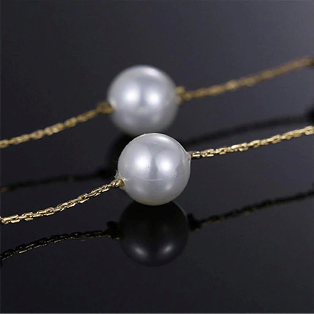 Round Pearl Gold Choker Stainless Steel Necklace Chain For Women Bulk