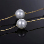 Round Pearl Gold Choker Stainless Steel Necklace Chain For Women Bulk