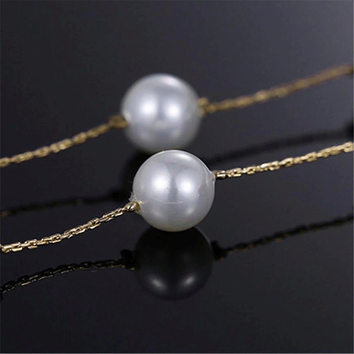 Round Pearl Gold Choker Stainless Steel Necklace Chain For Women Bulk