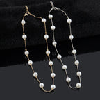Round Pearl Gold Choker Stainless Steel Necklace Chain For Women Bulk