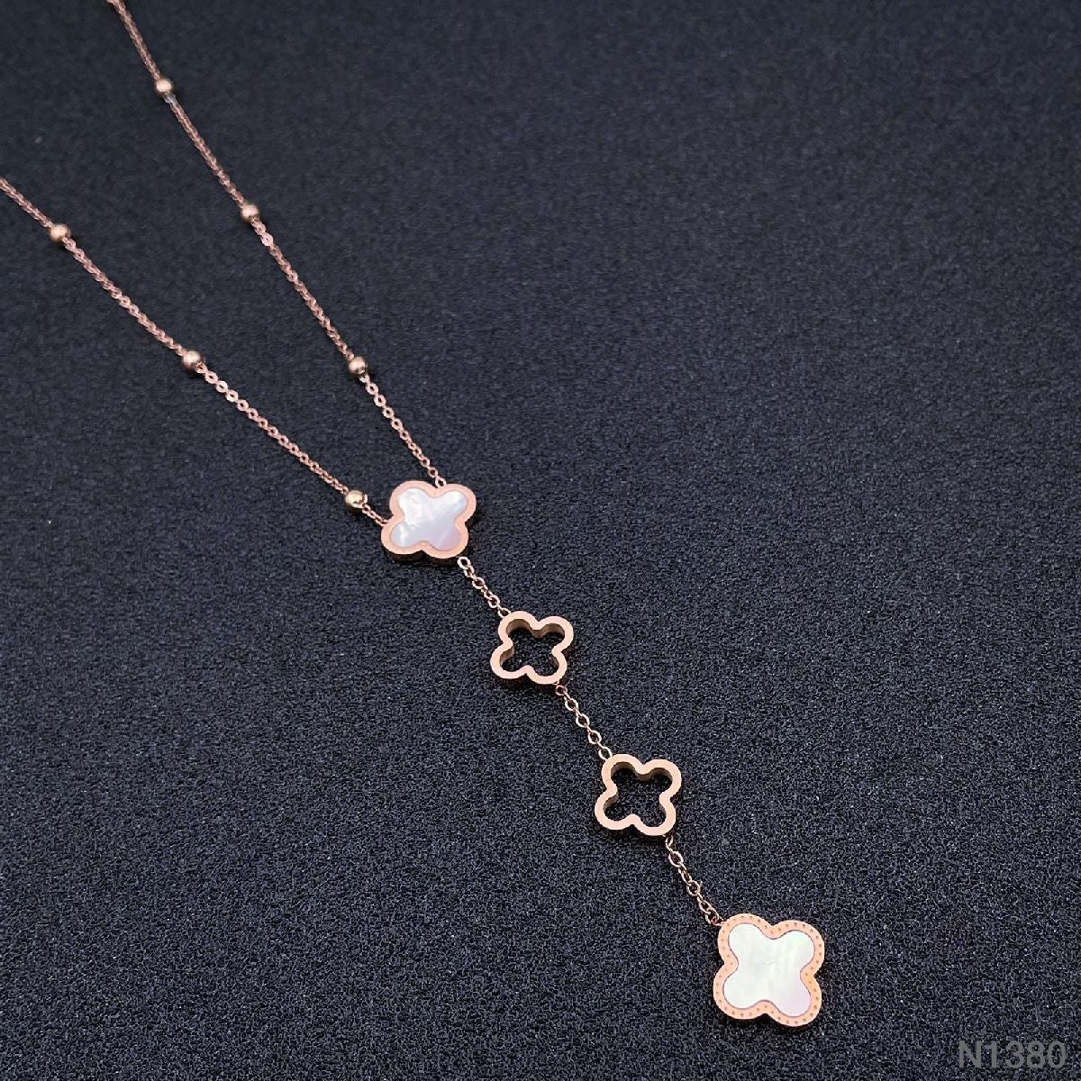 Clover Stainless Steel Rose Gold White Black Necklace Chain Women Main image
