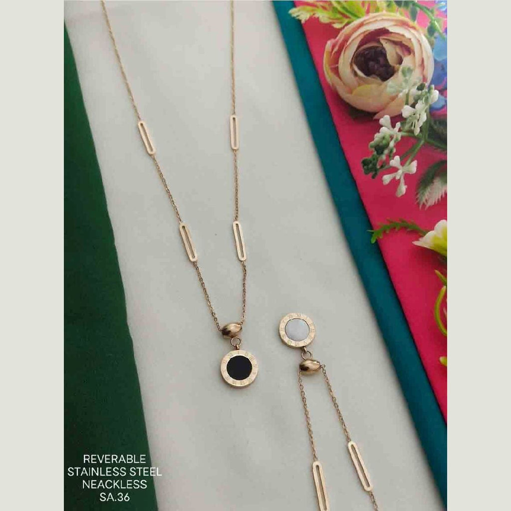 Roman White Black Rose Gold Stainless Steel Link Single Necklace Pendant Chain Women