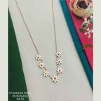 Flower Rose Gold Stainless Steel Necklace Pendant Chain Women Bulk