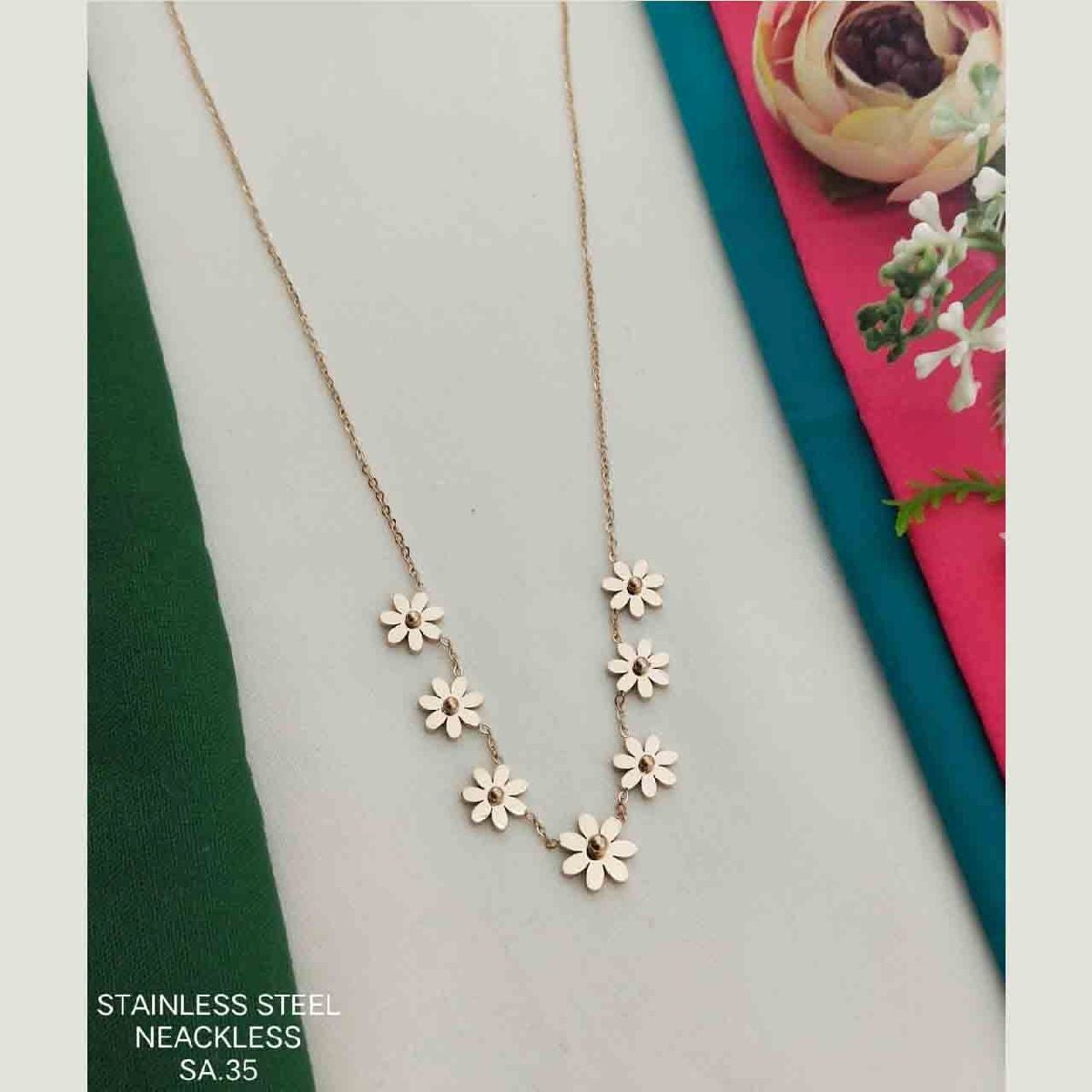 Flower Rose Gold Stainless Steel Necklace Pendant Chain Women Bulk