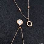 Roman Black White Rose Gold Stainless Steel Necklace Pendant Chain Women