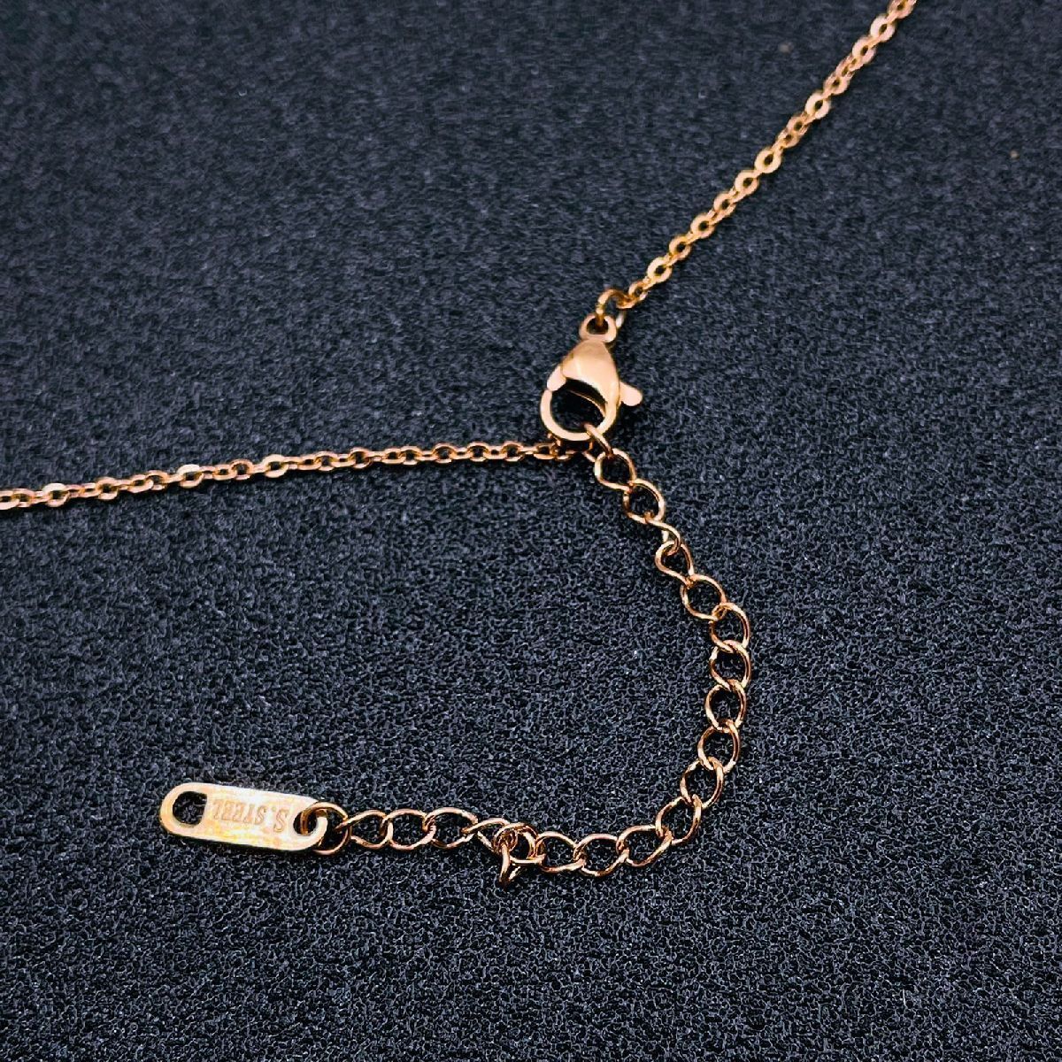 Roman Black White Rose Gold Stainless Steel Necklace Pendant Chain Women
