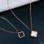 Clover Flower Black White Rose Gold Stainless Steel Necklace Pendant Chain Women