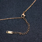 Clover Flower Black White Rose Gold Stainless Steel Necklace Pendant Chain Women