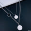 Stainless Steel Silver Layered Coin Necklace Pendant Chain Women Bulk