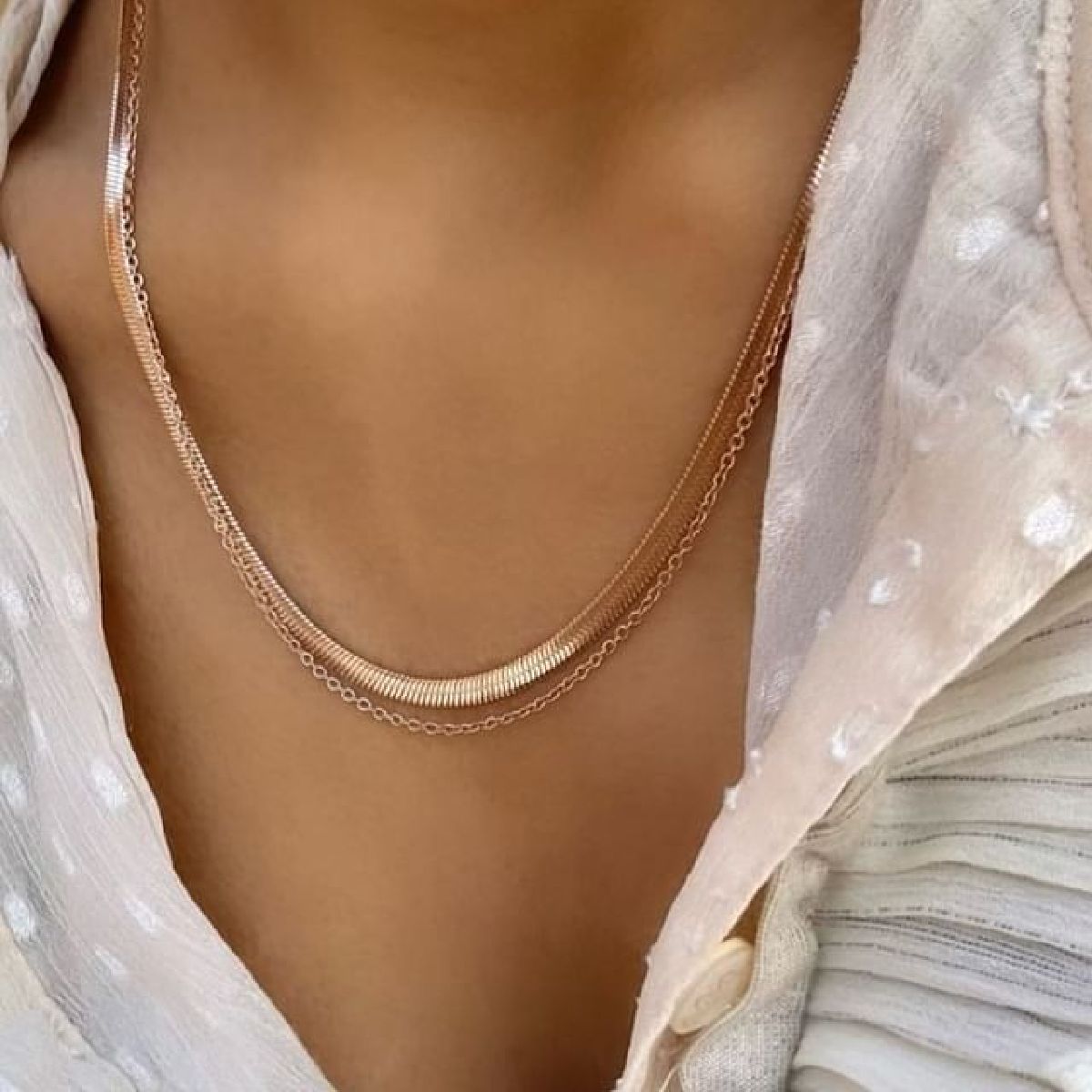 Stainless Steel Rose Gold Snake Link Chain Necklace For Women Bulk