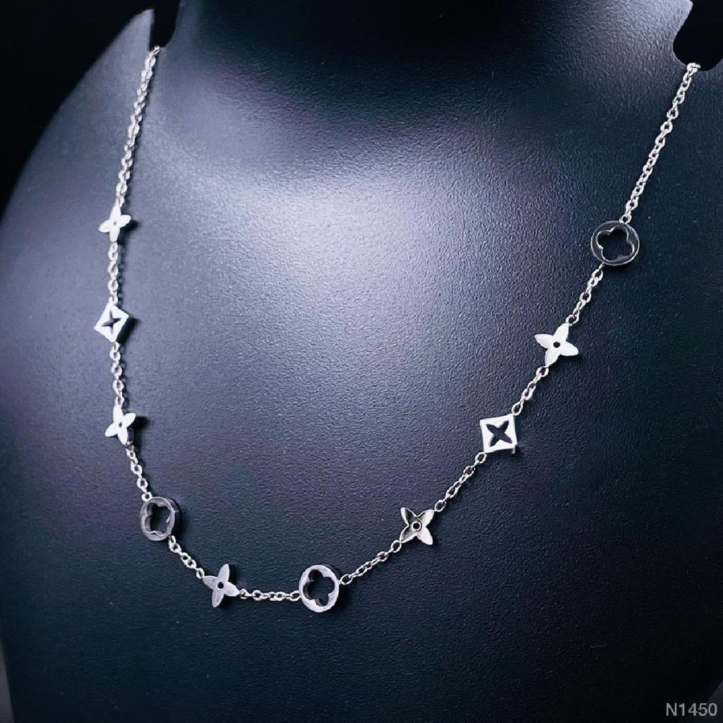 Round Star Gold Clover Stainless Steel Necklace Pendant Chain Bulk
