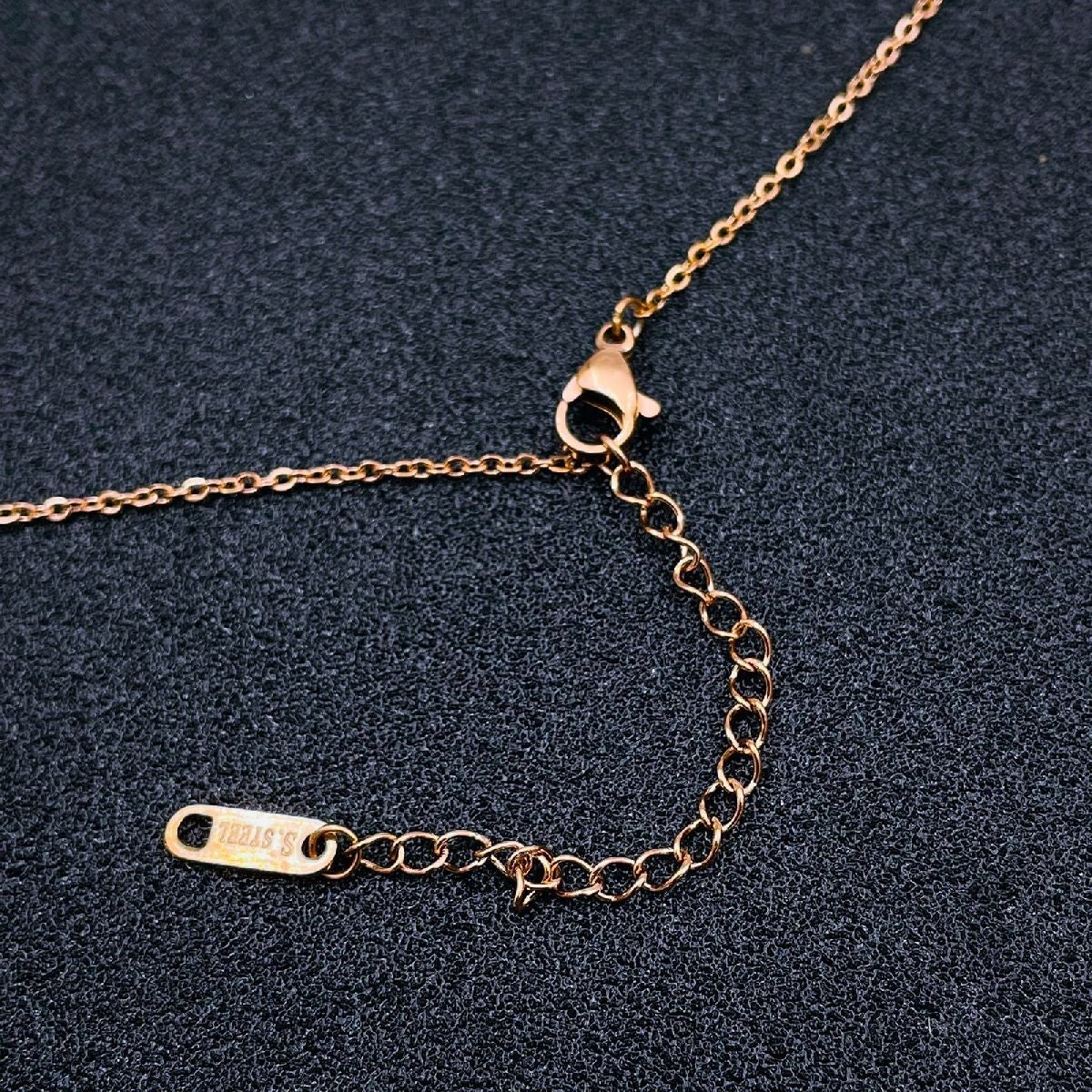 Crescent Moon Stainless Steel Rose Gold CZ Necklace Chain Bulk Secondary image
