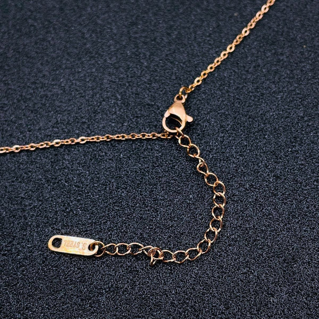 Crescent Moon Stainless Steel Rose Gold CZ Necklace Chain Bulk