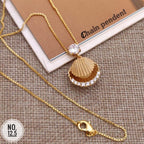 Shell Pearl Gold Copper Pendant Necklace Chain For Women Bulk