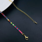 Rainbow Multi Color CZ Solitaire Tennis 18K Gold Necklace Chain Bulk