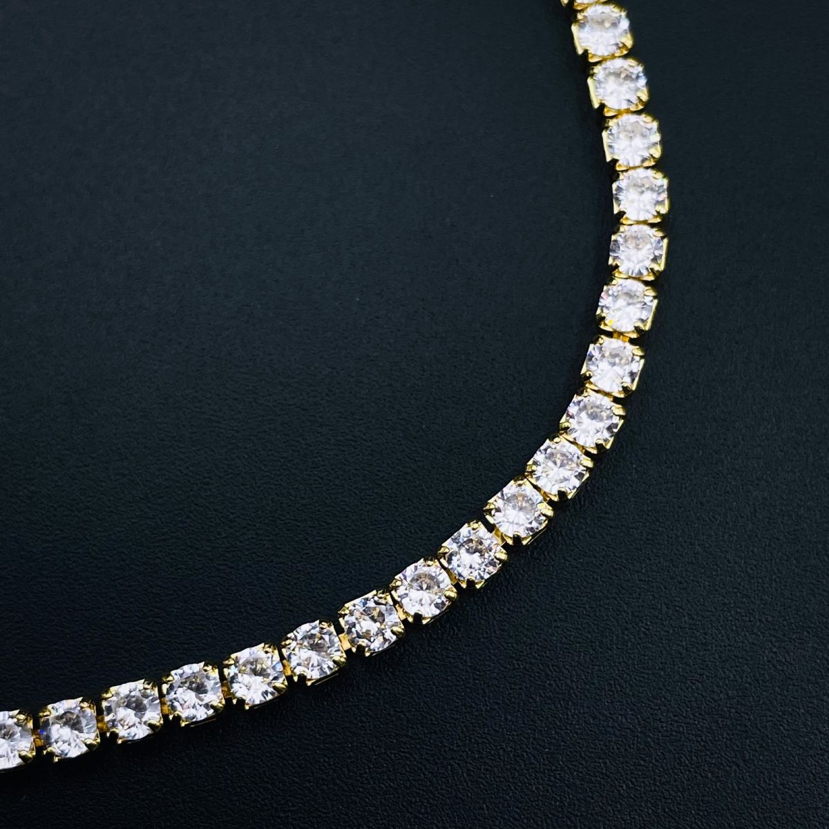 Cubic Zirconia Solitaire Tennis 18K Gold Necklace Chain for Women Secondary image