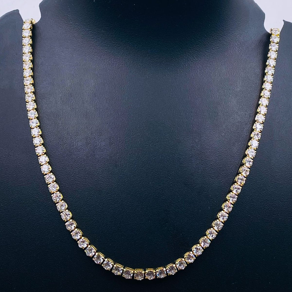Cubic Zirconia Solitaire Tennis 18K Gold Necklace Chain for Women