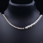 Copper Gold Cubic Zirconia Pearl Adjustable Necklace Chain Women Bulk