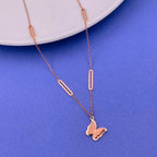 Butterfly Rose Gold Stainless Steel Links Necklace Pendant Chain Bulk