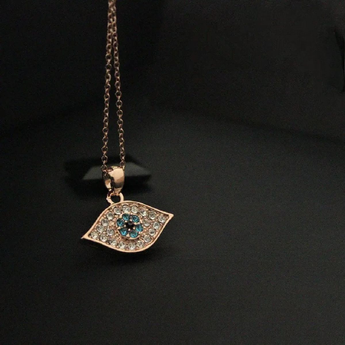Copper Rose Gold Cubic Zirconia Evil Eye Pendant Chain For Women Bulk