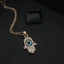 Copper Rose Gold Cubic Zirconia Hamsa Evil Eye Pendant Chain Bulk