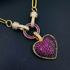 Love Heart Cubic Zirconia 18K Gold Copper Links Chain Necklace Bulk