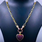 Love Heart Cubic Zirconia 18K Gold Copper Links Chain Necklace Bulk