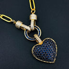 Love Heart Cubic Zirconia 18K Gold Copper Links Chain Necklace Bulk