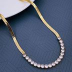 Snake Cubic Zirconia 18K Gold Stainless Steel Necklace Chain 18" Bulk