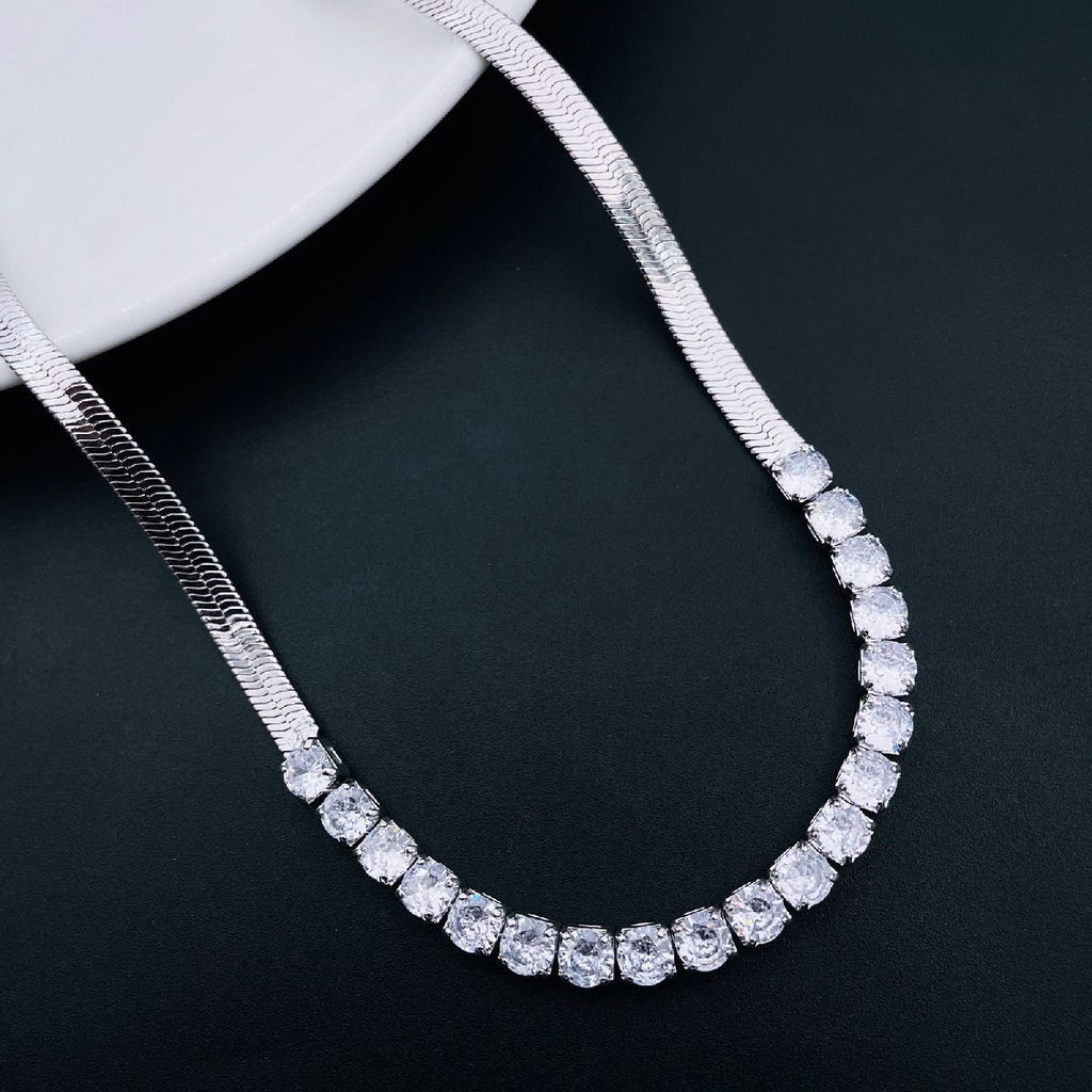 Snake Cubic Zirconia 18K Gold Stainless Steel Necklace Chain 18" Bulk