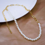 Pearl Paper Clip Links 18K Gold Copper Necklace Chain For Women Bulk