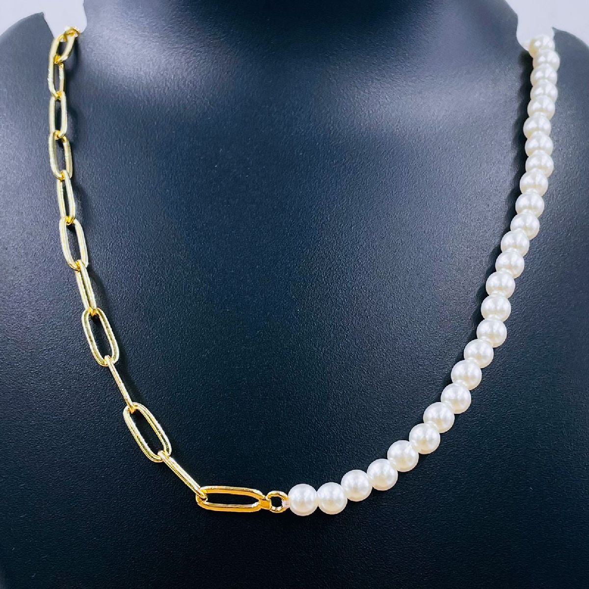 Pearl Paper Clip Links 18K Gold Copper Necklace Chain For Women Bulk