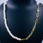 Pearl Paper Clip Links 18K Gold Copper Necklace Chain For Women Bulk