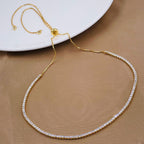 Dainty Solitaire Cubic Zirconia Gold Adjustable Necklace Chain Bulk