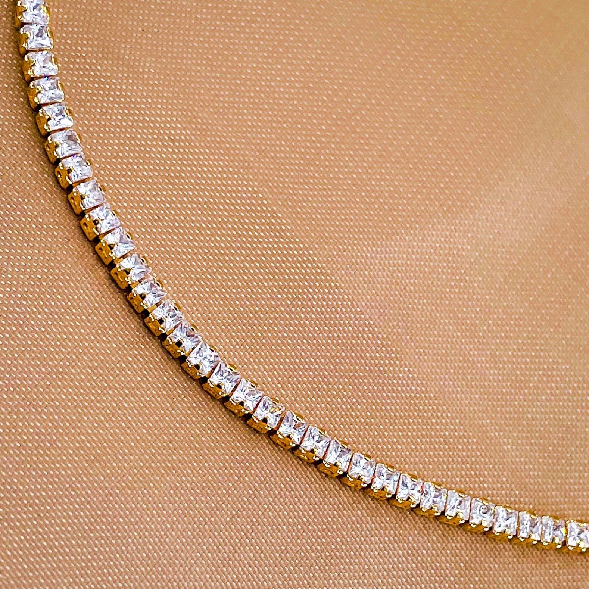 Dainty Solitaire Cubic Zirconia Gold Adjustable Necklace Chain Bulk