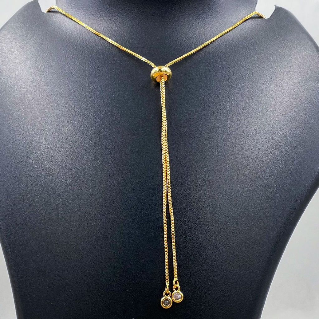 Dainty Solitaire Cubic Zirconia Gold Adjustable Necklace Chain Bulk