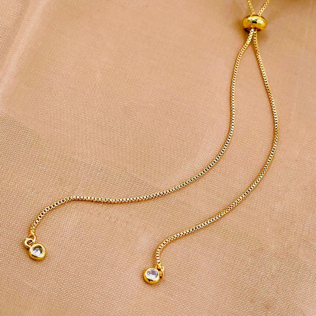 Dainty Solitaire Cubic Zirconia Gold Adjustable Necklace Chain Bulk