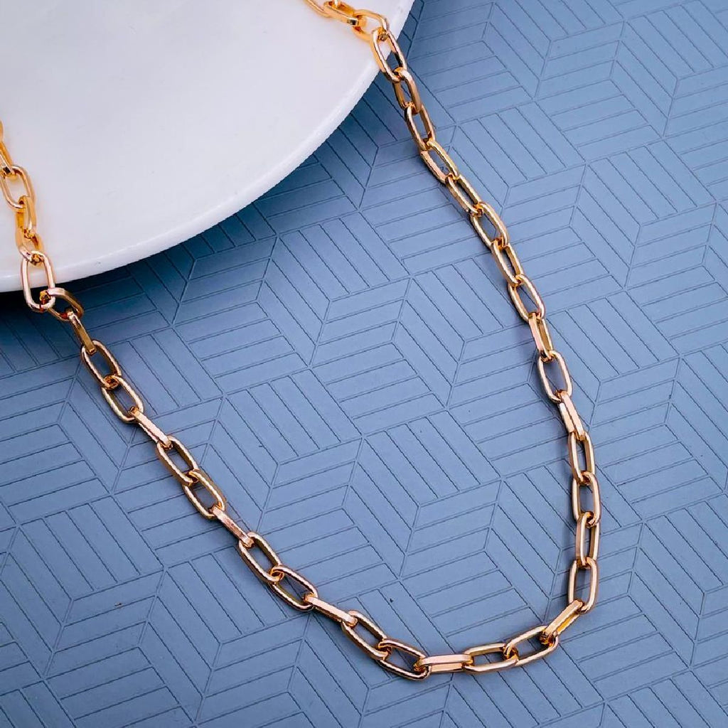 Rose Gold Fancy Lock Aluminium 17Inch Necklace Chain For Women Bulk