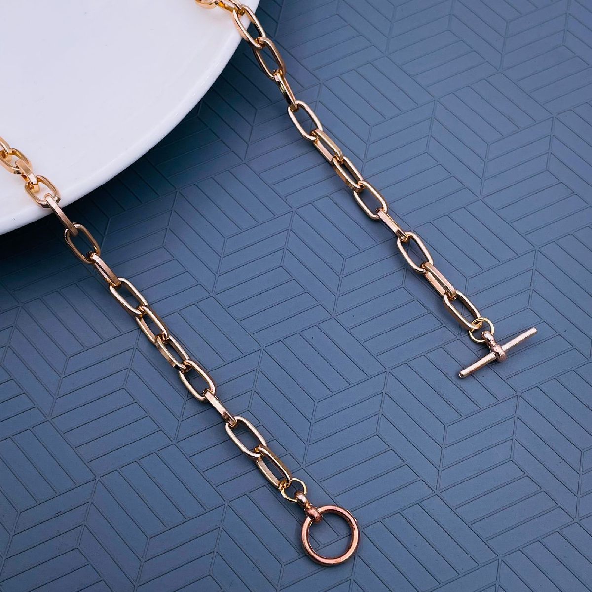 Rose Gold Fancy Lock Aluminium 17Inch Necklace Chain For Women Bulk