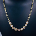 Bezel Heart CZ 18K Gold Links Chain Necklace Bracelet Combo Set Bulk