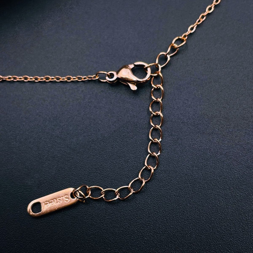 Black White Clover Flower Rose Gold Stainless Steel Y Necklace Bulk
