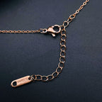 Black White Clover Flower Rose Gold Stainless Steel Y Necklace Bulk