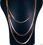 Triple Layer Smooth Snake Rose Gold Stainless Steel Chain Necklace for Women
